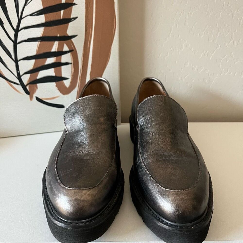 Aquatalia Kelsey‎ Bronze Slip On Platform Leather Loafers Size 8.5 - Picture 3 of 8